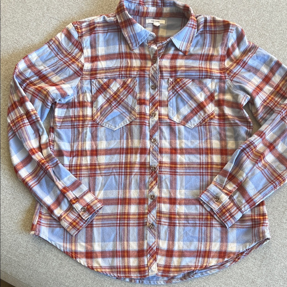 Blue and Rust color Plaid Flannel
